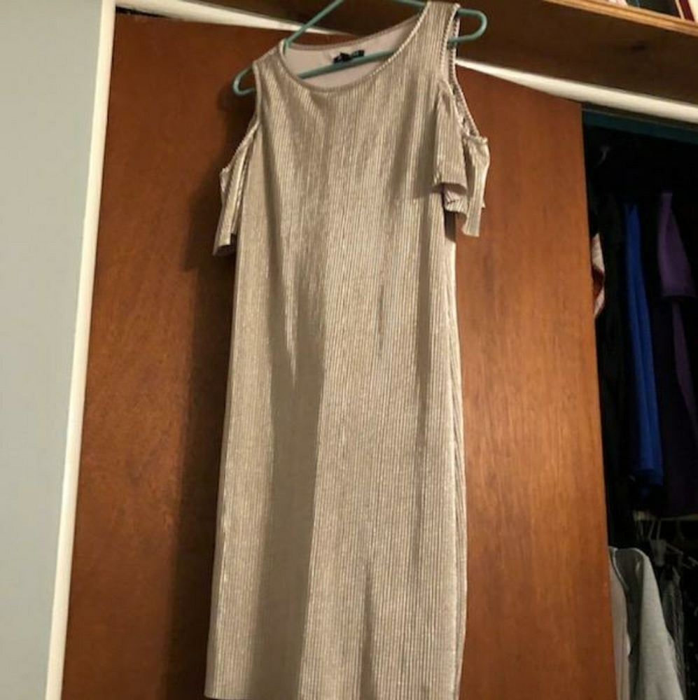 Roz & Ali gold chrome dress